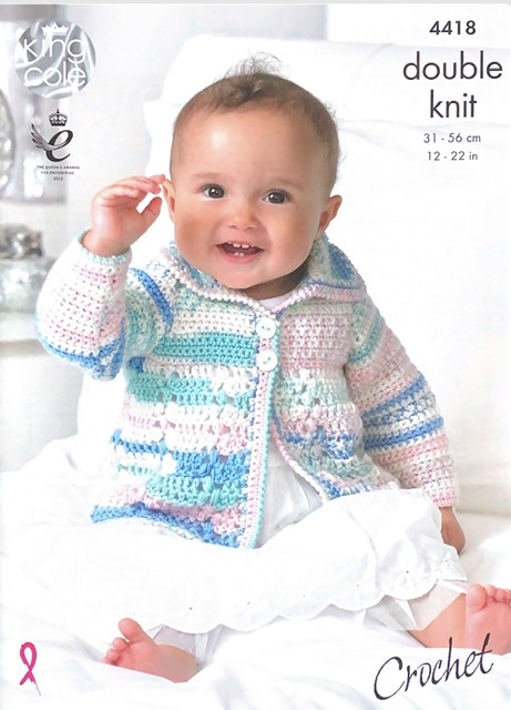 King Cole Knitting Pattern 4418 – Crochet Baby Coat and Blanket in ...