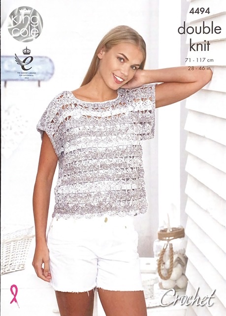 King Cole Knitting Pattern 4494 – Ladies T-Shirt and Vest in Vogue DK ...